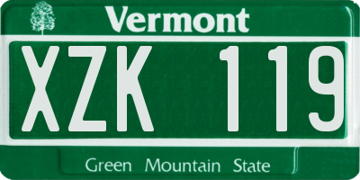 VT license plate XZK119