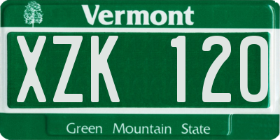 VT license plate XZK120