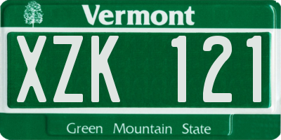 VT license plate XZK121