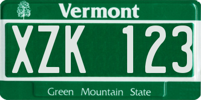 VT license plate XZK123