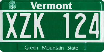 VT license plate XZK124