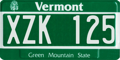 VT license plate XZK125