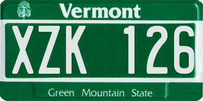 VT license plate XZK126