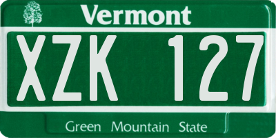 VT license plate XZK127