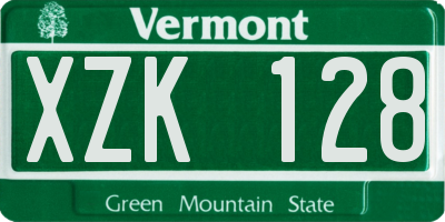 VT license plate XZK128