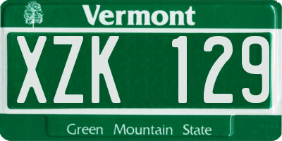 VT license plate XZK129