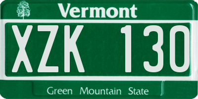 VT license plate XZK130