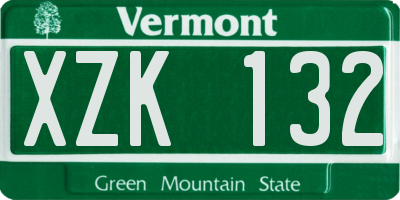 VT license plate XZK132