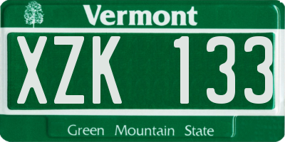 VT license plate XZK133