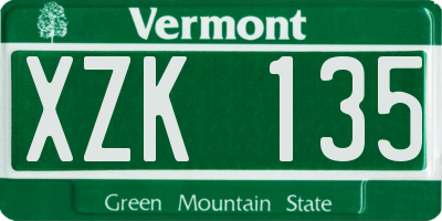 VT license plate XZK135