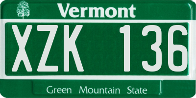 VT license plate XZK136
