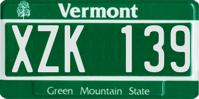 VT license plate XZK139