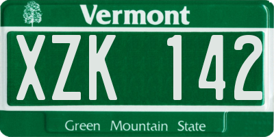 VT license plate XZK142
