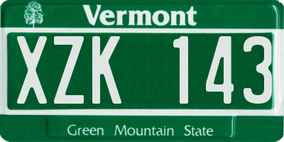 VT license plate XZK143