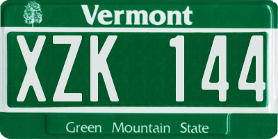 VT license plate XZK144