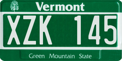 VT license plate XZK145
