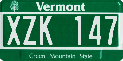 VT license plate XZK147