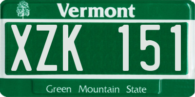 VT license plate XZK151