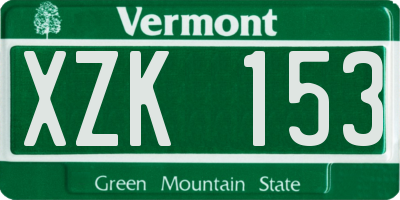 VT license plate XZK153