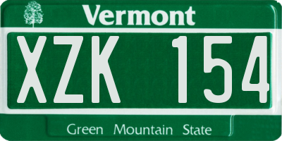 VT license plate XZK154