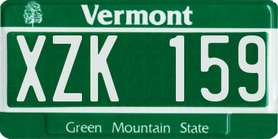 VT license plate XZK159