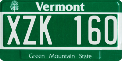 VT license plate XZK160