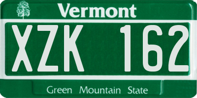 VT license plate XZK162