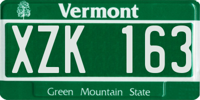 VT license plate XZK163