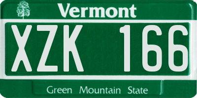VT license plate XZK166