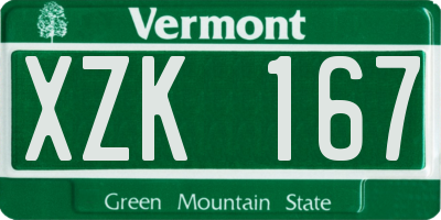 VT license plate XZK167
