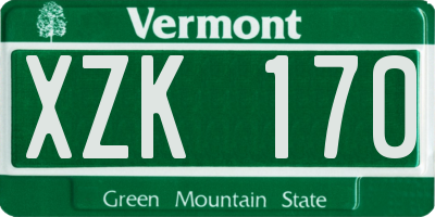 VT license plate XZK170
