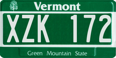 VT license plate XZK172