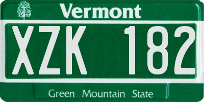 VT license plate XZK182
