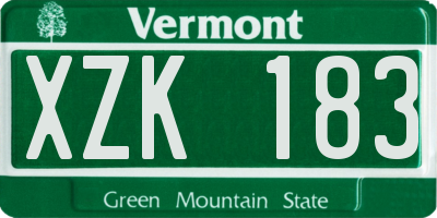 VT license plate XZK183