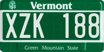 VT license plate XZK188