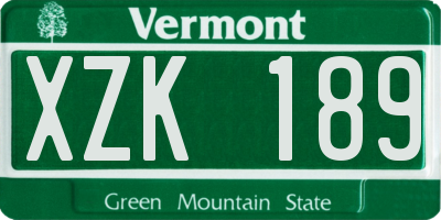 VT license plate XZK189