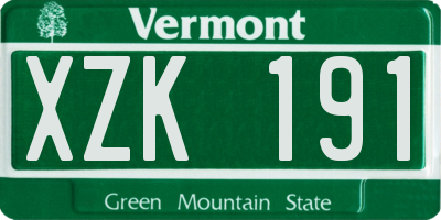 VT license plate XZK191