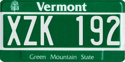 VT license plate XZK192