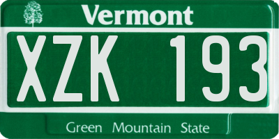 VT license plate XZK193