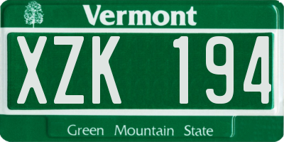 VT license plate XZK194