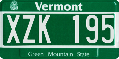 VT license plate XZK195