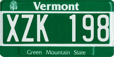VT license plate XZK198