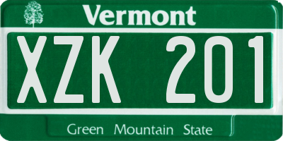 VT license plate XZK201