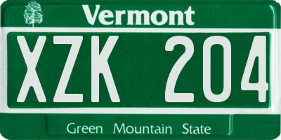 VT license plate XZK204