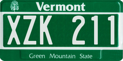 VT license plate XZK211
