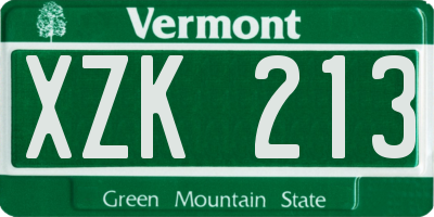 VT license plate XZK213