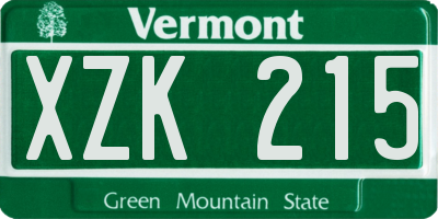 VT license plate XZK215