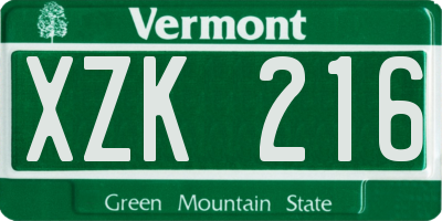 VT license plate XZK216