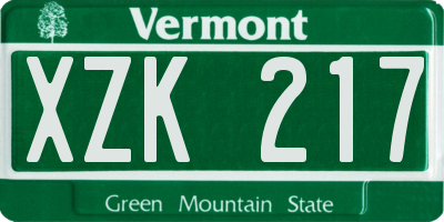 VT license plate XZK217