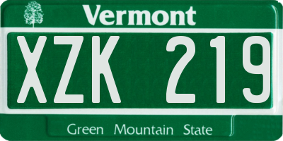 VT license plate XZK219